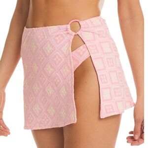 Red Carter Jacquard Geo Swim Coverup Skirt